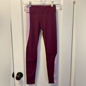 ATHLETA GIRL STOP THE CLOCK COLORBLOCK TIGHT, Beach Plum, size M/8-10